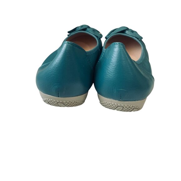 VenusCelia Teal Leather Comfort Flats Bow Slip On Loafers Size 8 Cushioned - Picture 8 of 11
